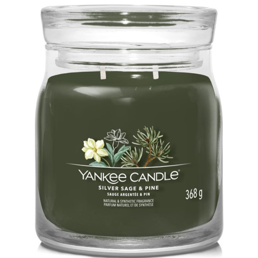 Střední vonná svíčka Yankee Candle Sage & Pine Signature Yankee Candle