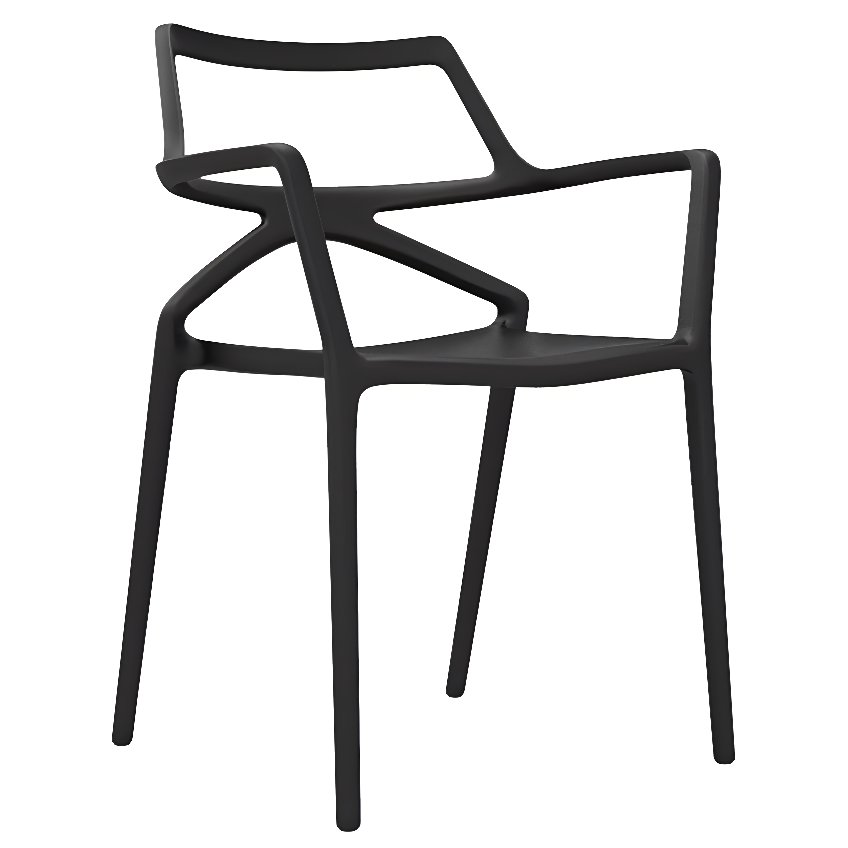VONDOM Černá plastová jídelní židle DELTA s područkami VONDOM