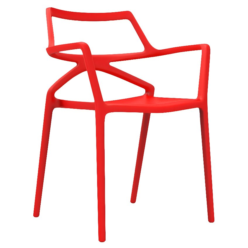 VONDOM Červená plastová jídelní židle DELTA s područkami VONDOM