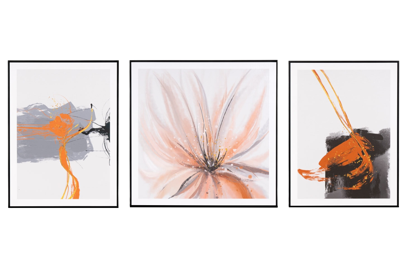 Set tří abstraktních obrazů Somcasa Orange Somcasa