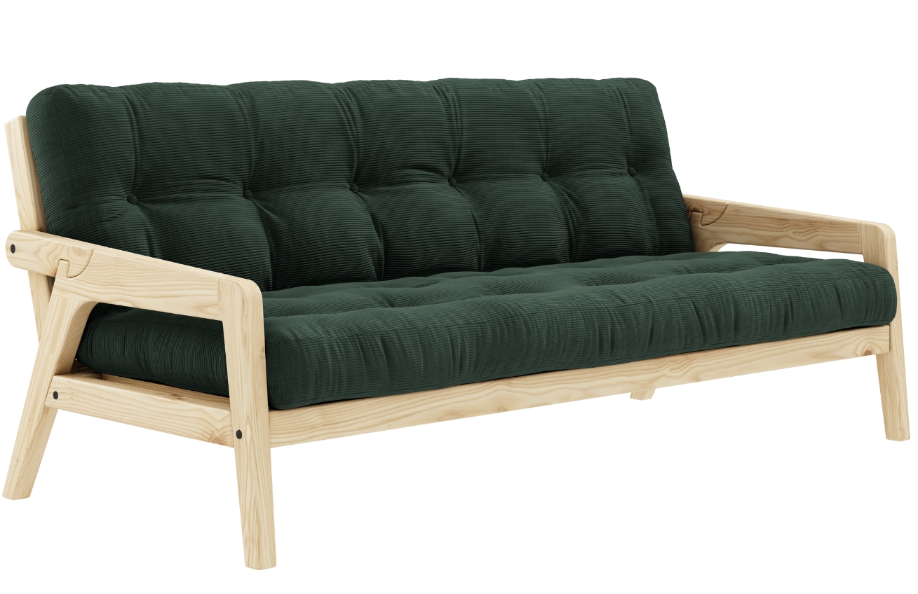 Tmavě zelená manšestrová trojmístná rozkládací pohovka Karup Design Grab 204 cm Karup Design