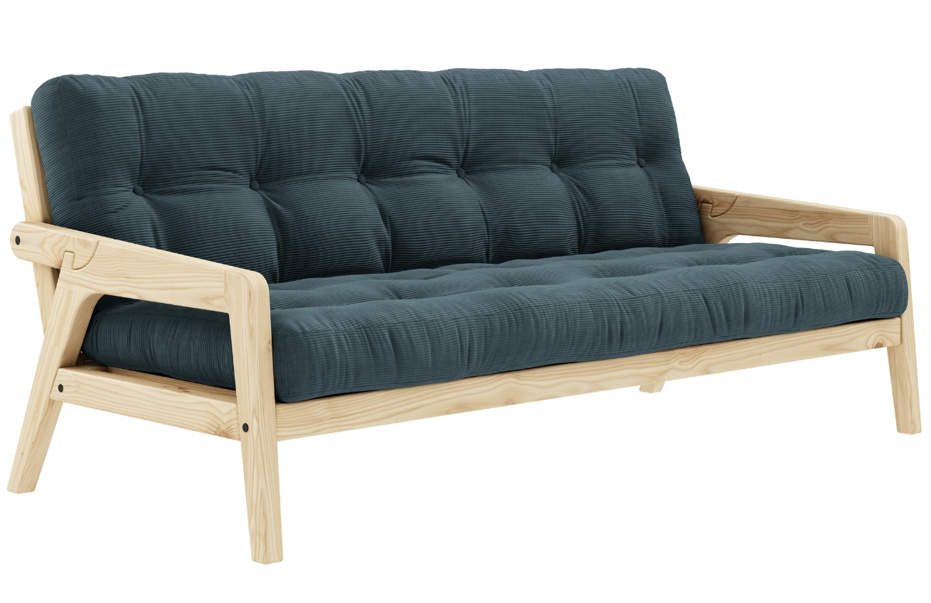 Tmavě modrá manšestrová trojmístná rozkládací pohovka Karup Design Grab 204 cm Karup Design