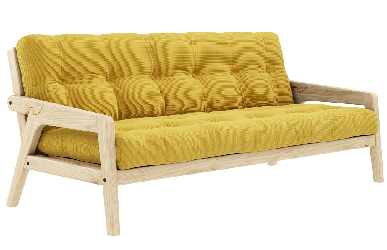 Žlutá manšestrová trojmístná rozkládací pohovka Karup Design Grab 204 cm Karup Design