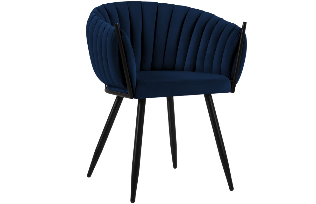 Královsky modrá sametová jídelní židle MICADONI Levin Micadoni