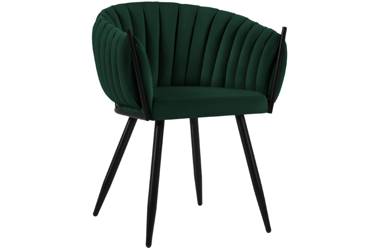 Lahvově zelená sametová jídelní židle MICADONI Levin Micadoni