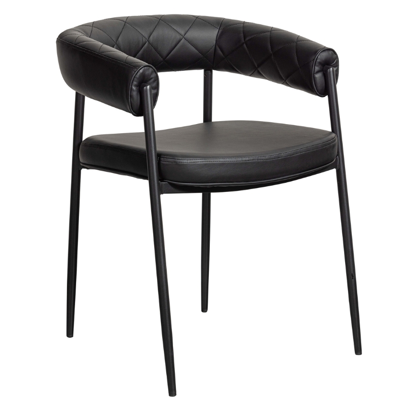 Hoorns Černá koženková jídelní židle Uriel Hoorns