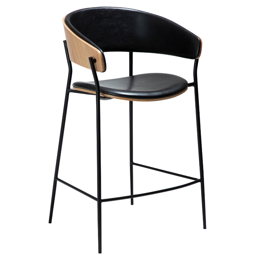 ​​​​​Dan-Form Dubová barová židle DAN-FORM Crib s koženkovým sedákem 63 cm ​​​​​Dan-Form