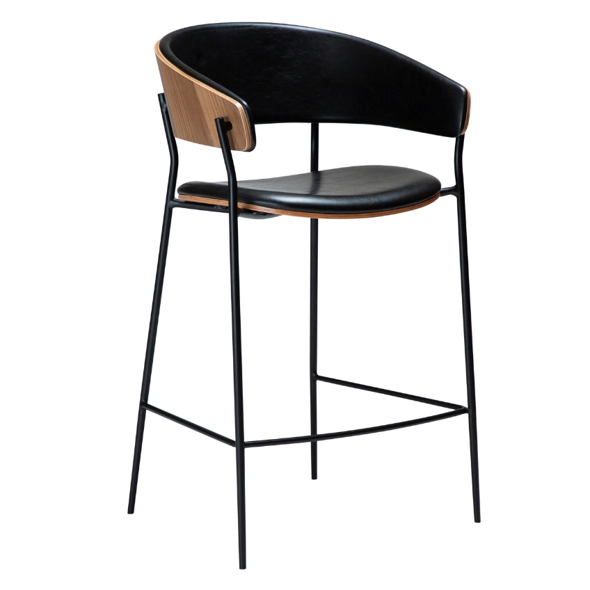 ​​​​​Dan-Form Ořechová barová židle DAN-FORM Crib s koženkovým sedákem 63 cm ​​​​​Dan-Form