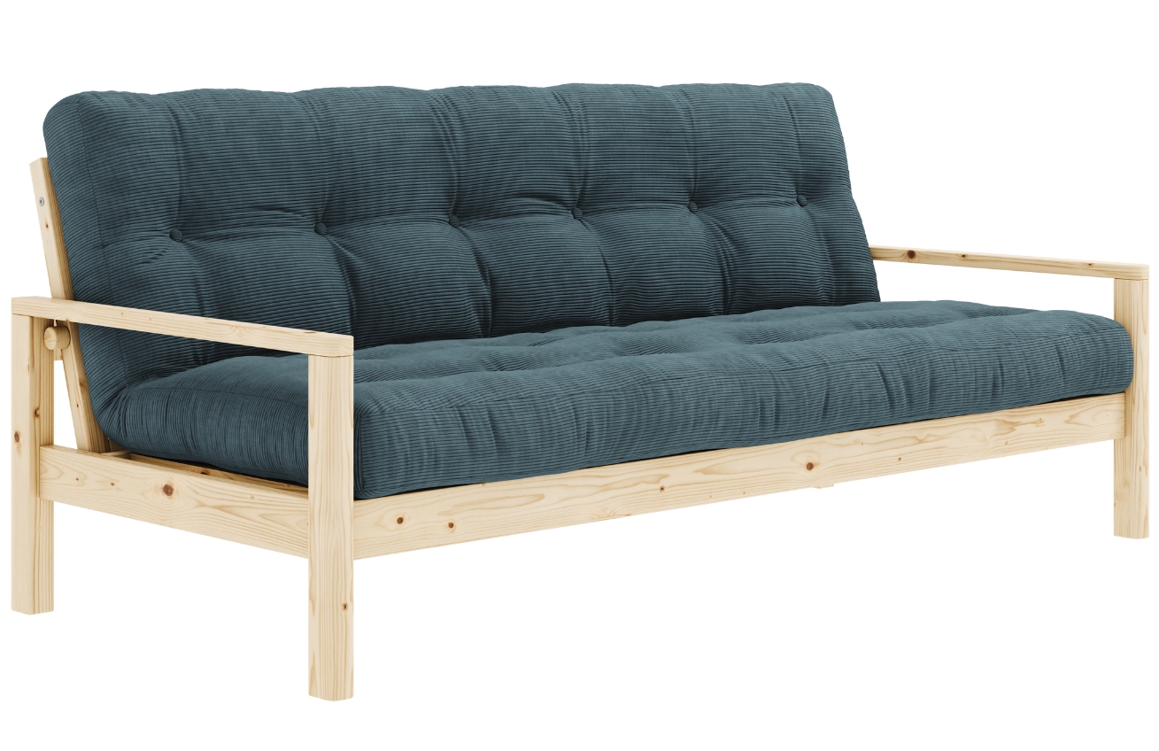 Tmavě modrá manšestrová trojmístná rozkládací pohovka Karup Design Knob 205 cm Karup Design