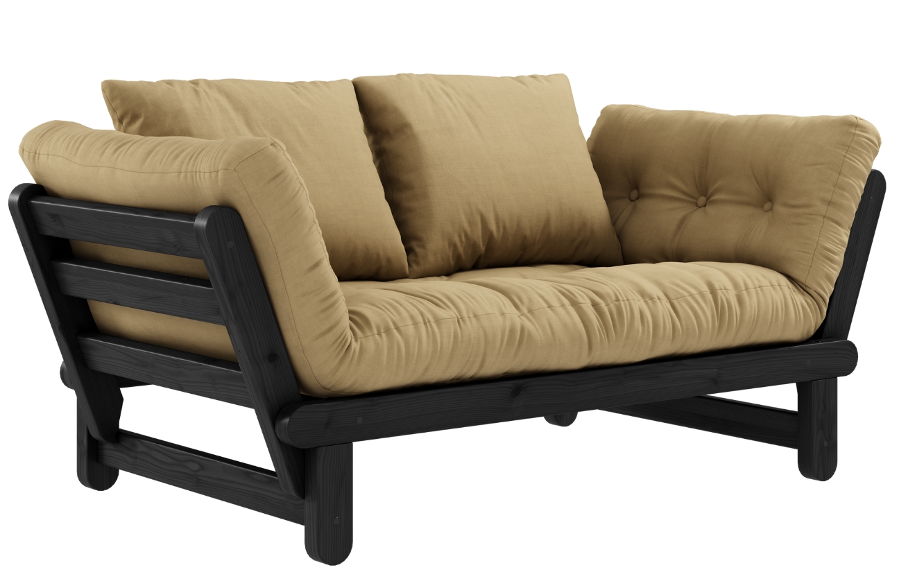 Tmavě béžová dvoumístná rozkládací pohovka Karup Design Beat 162 cm s černou konstrukcí Karup Design