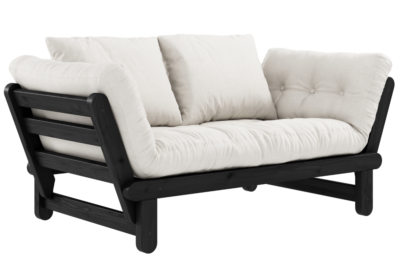 Bílá dvoumístná rozkládací pohovka Karup Design Beat 162 cm s černou konstrukcí Karup Design