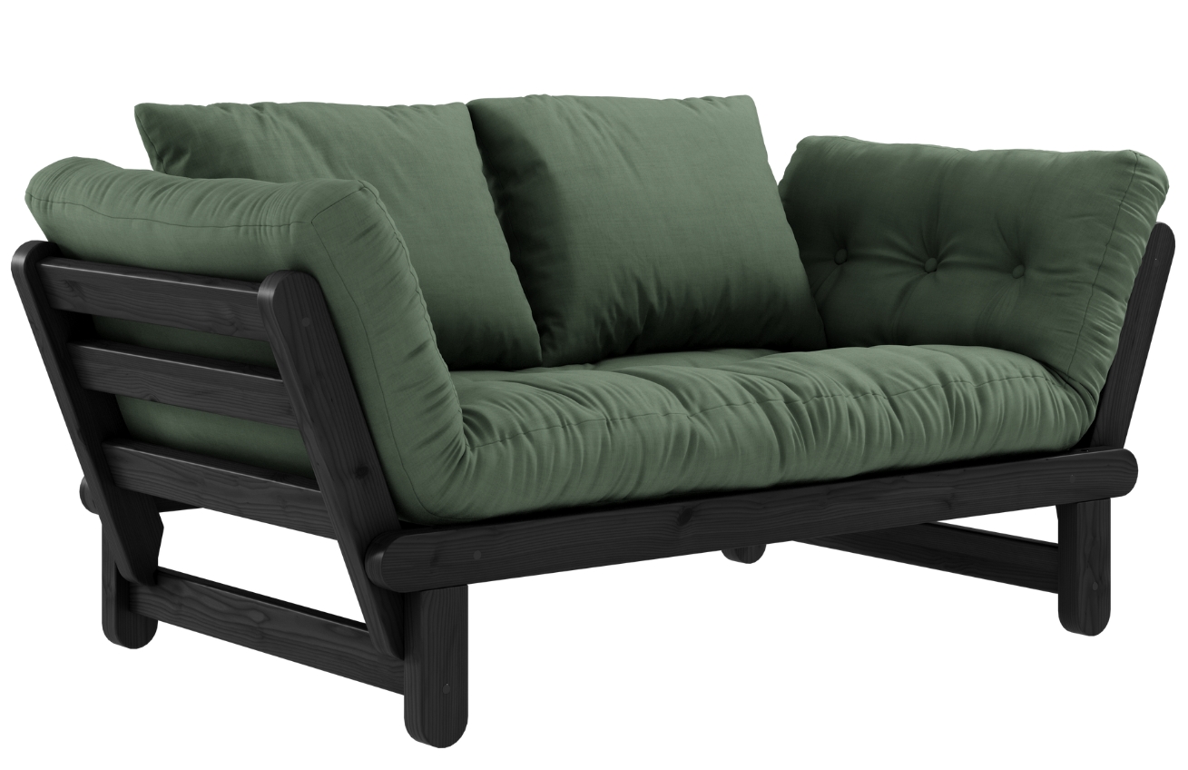 Zelená dvoumístná rozkládací pohovka Karup Design Beat 162 cm s černou konstrukcí Karup Design