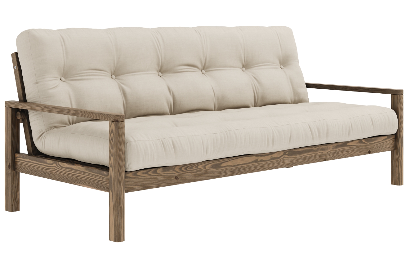 Béžová trojmístná rozkládací pohovka Karup Design Knob 205 cm s hnědou konstrukcí Karup Design