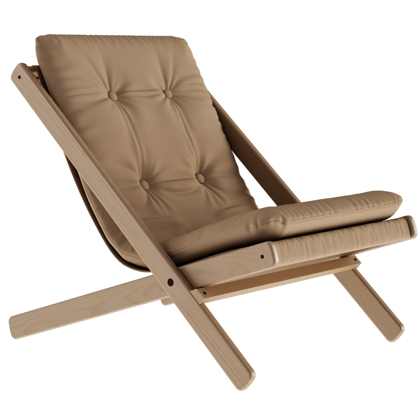 Světle hnědé skládací křeslo Karup Design Boogie s hnědou konstrukcí Karup Design