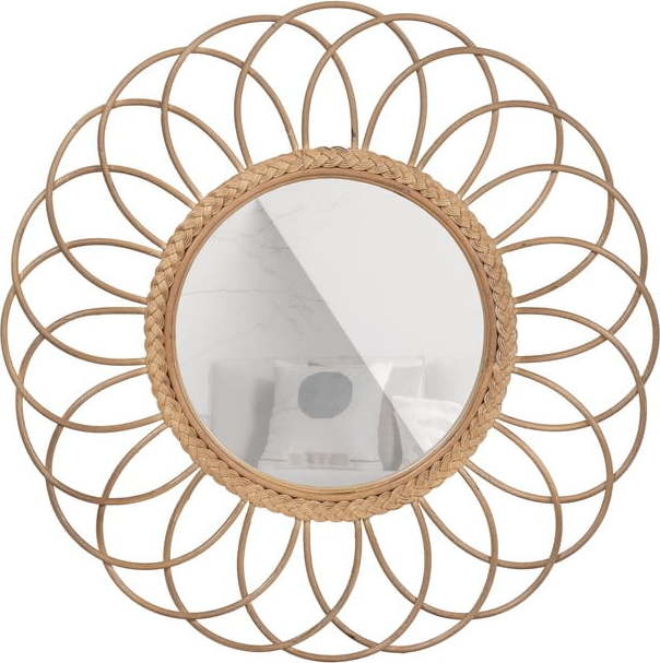 Nástěnné zrcadlo s bambusovým rámem ø 59 cm Flores – Basiclabel BASICLABEL