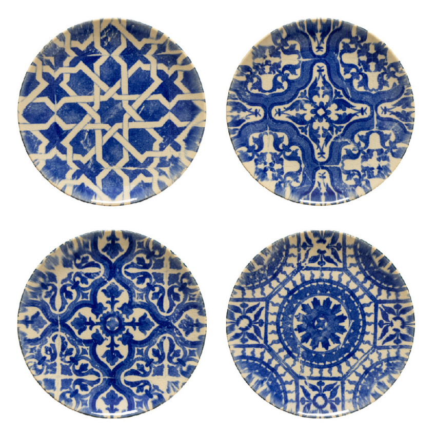 Sada čtyř bílo modrých dezertních talířů COSTA NOVA ELEMENTS 21 cm Costa Nova