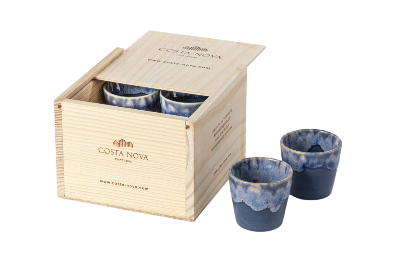 Dřevěný box s 8 modrými šálky na lungo COSTA NOVA GRESPRESSO 0