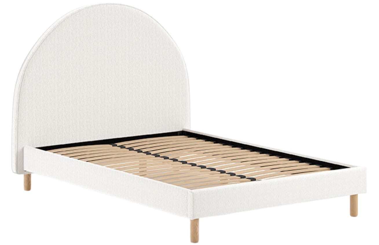Bílá bouclé postel Vipack Moon 140 x 200 cm Vipack