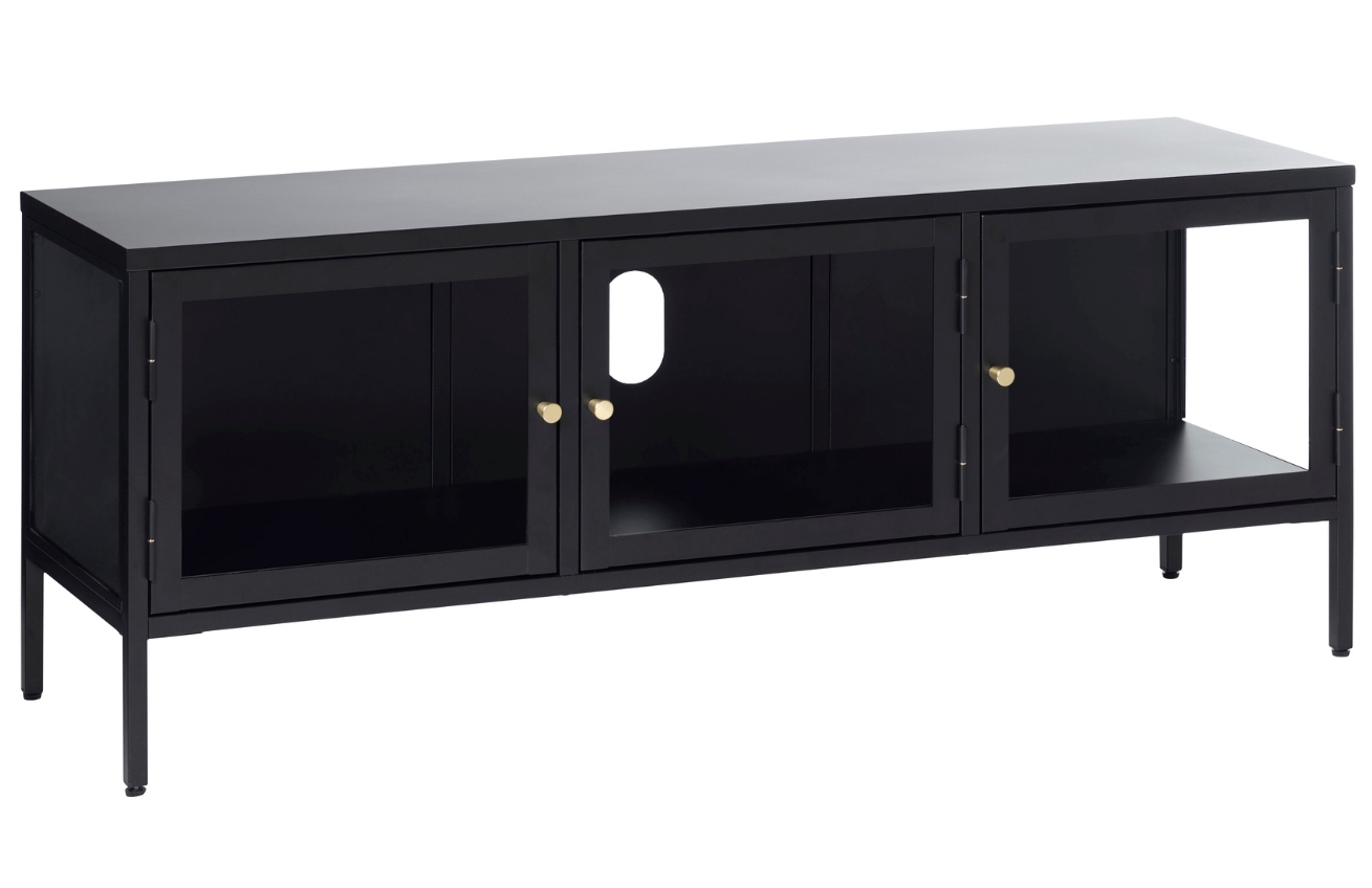 Černý kovový TV stolek Unique Furniture Carmel 132 x 40 cm Unique Furniture