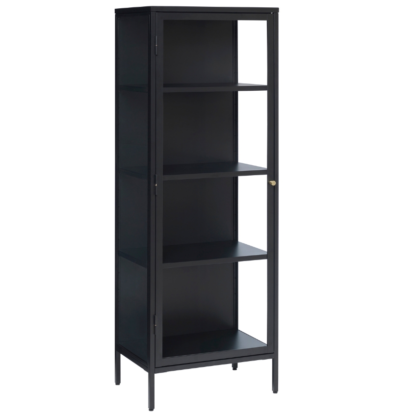 Černá kovová vitrína Unique Furniture Carmel 160 x 58 cm Unique Furniture