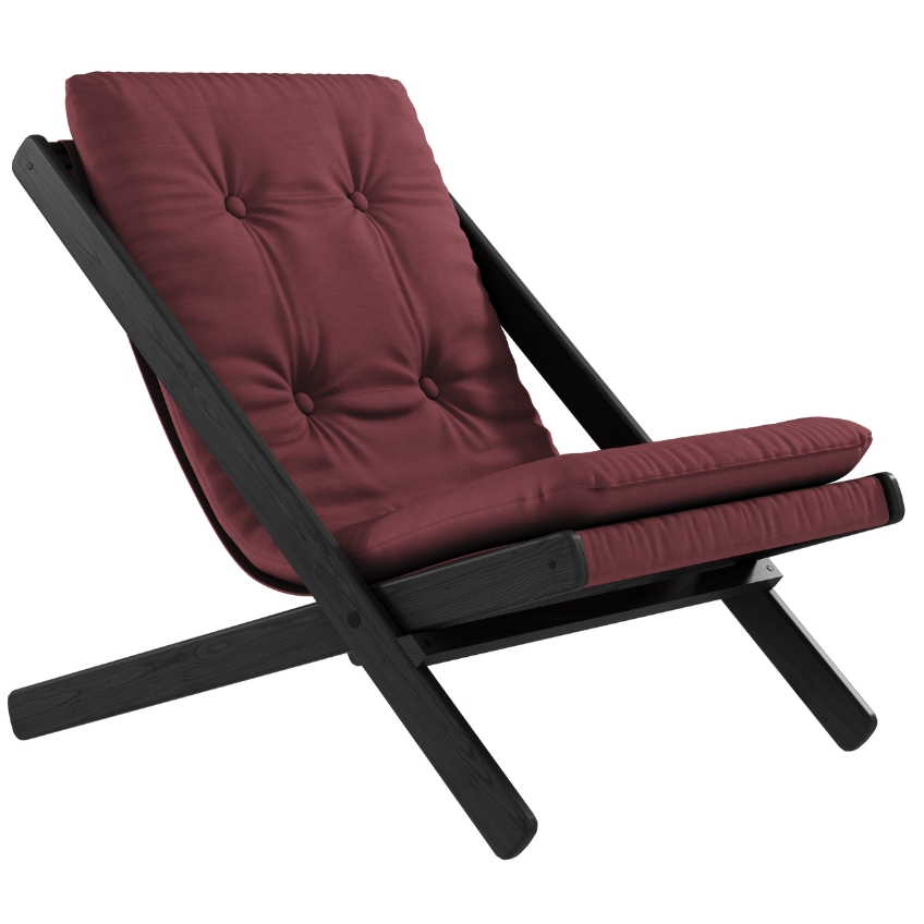 Bordově červené skládací křeslo Karup Design Boogie s černou konstrukcí Karup Design