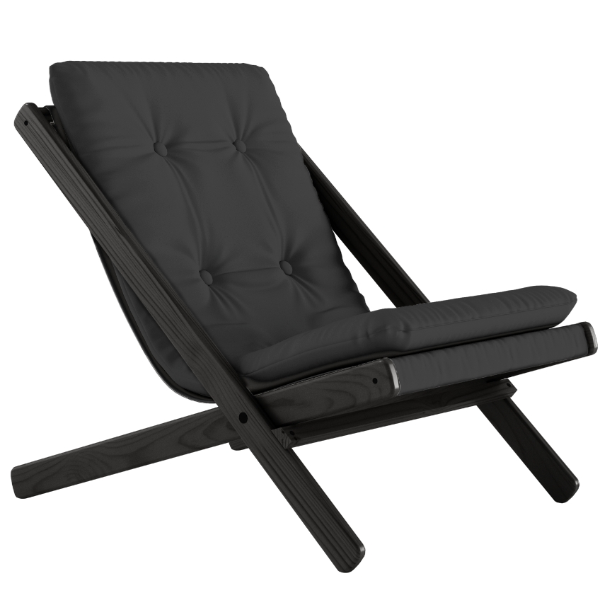 Tmavě šedé skládací křeslo Karup Design Boogie s černou konstrukcí Karup Design