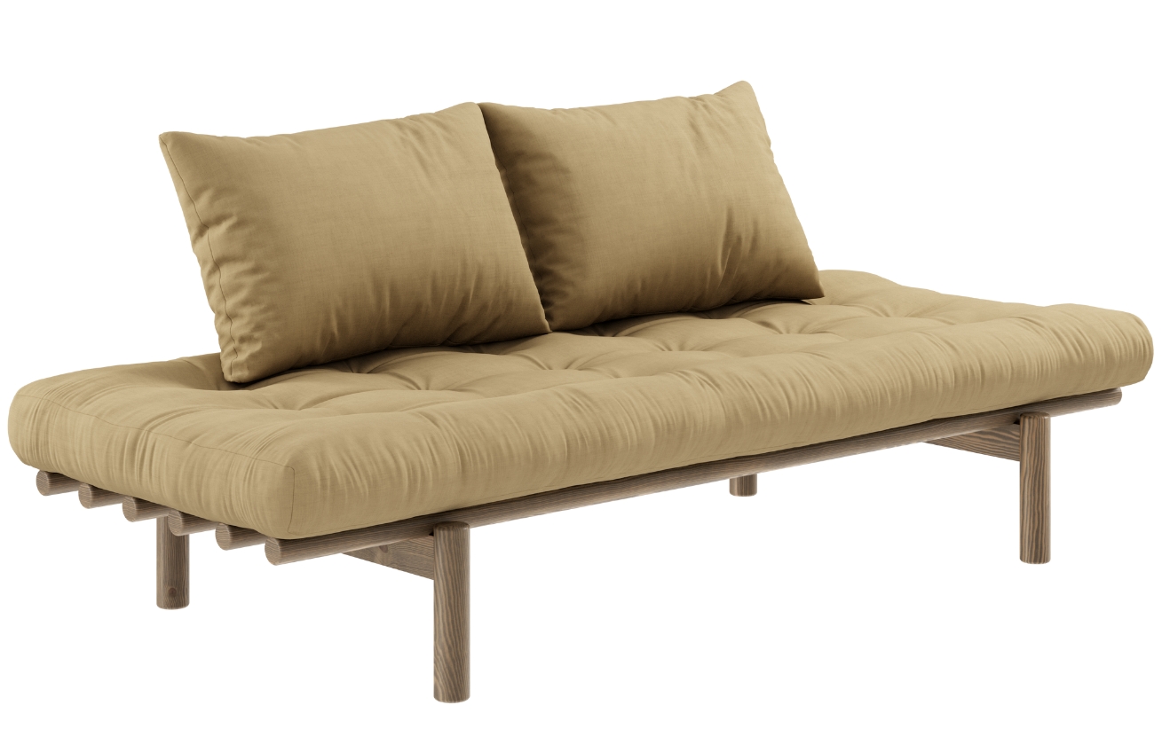 Tmavě béžová trojmístná pohovka Karup Design Pace 200 cm s hnědou konstrukcí Karup Design