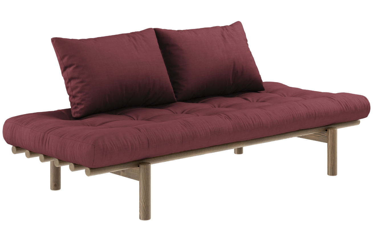 Bordově červená trojmístná pohovka Karup Design Pace 200 cm s hnědou konstrukcí Karup Design