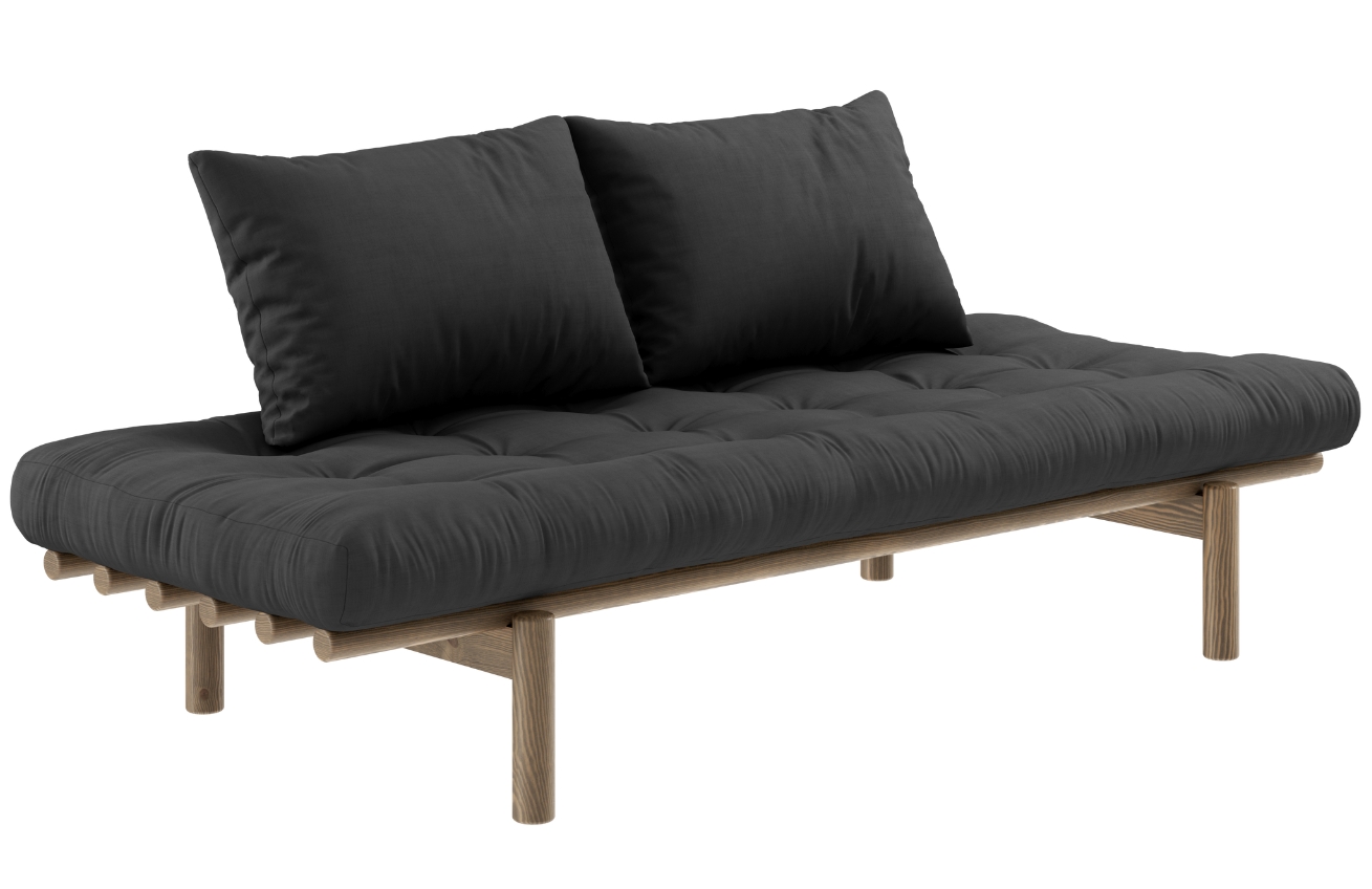 Tmavě šedá trojmístná pohovka Karup Design Pace 200 cm s hnědou konstrukcí Karup Design