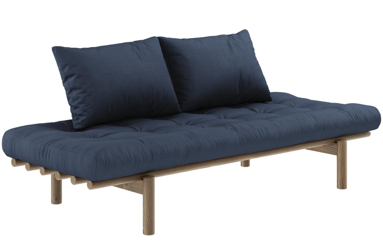 Tmavě modrá trojmístná pohovka Karup Design Pace 200 cm s hnědou konstrukcí Karup Design