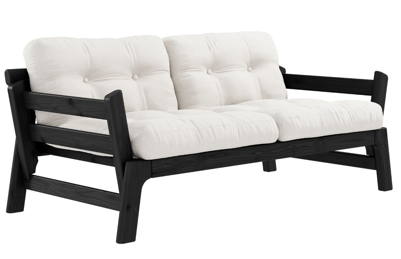 Bílá dvoumístná rozkládací pohovka Karup Design Step 158 cm s černou konstrukcí Karup Design