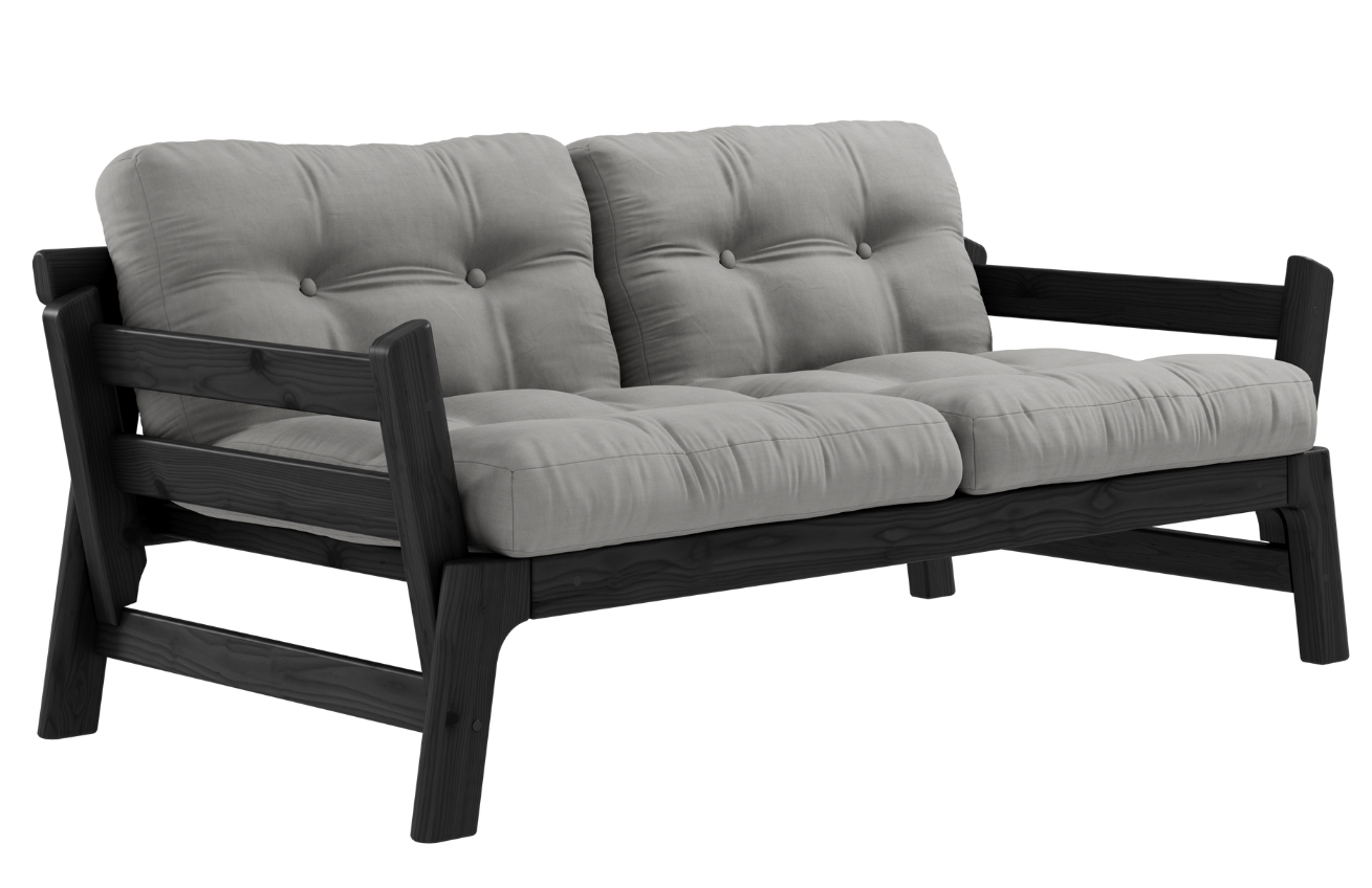 Šedá dvoumístná rozkládací pohovka Karup Design Step 158 cm s černou konstrukcí Karup Design