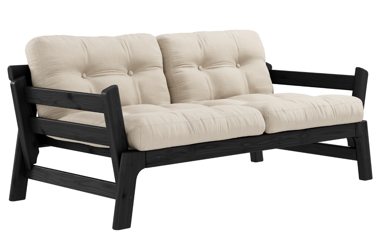 Béžová dvoumístná rozkládací pohovka Karup Design Step 158 cm s černou konstrukcí Karup Design