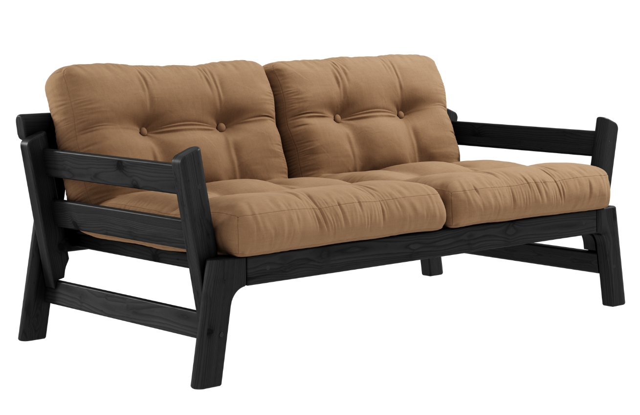 Světle hnědá dvoumístná rozkládací pohovka Karup Design Step 158 cm s černou konstrukcí Karup Design