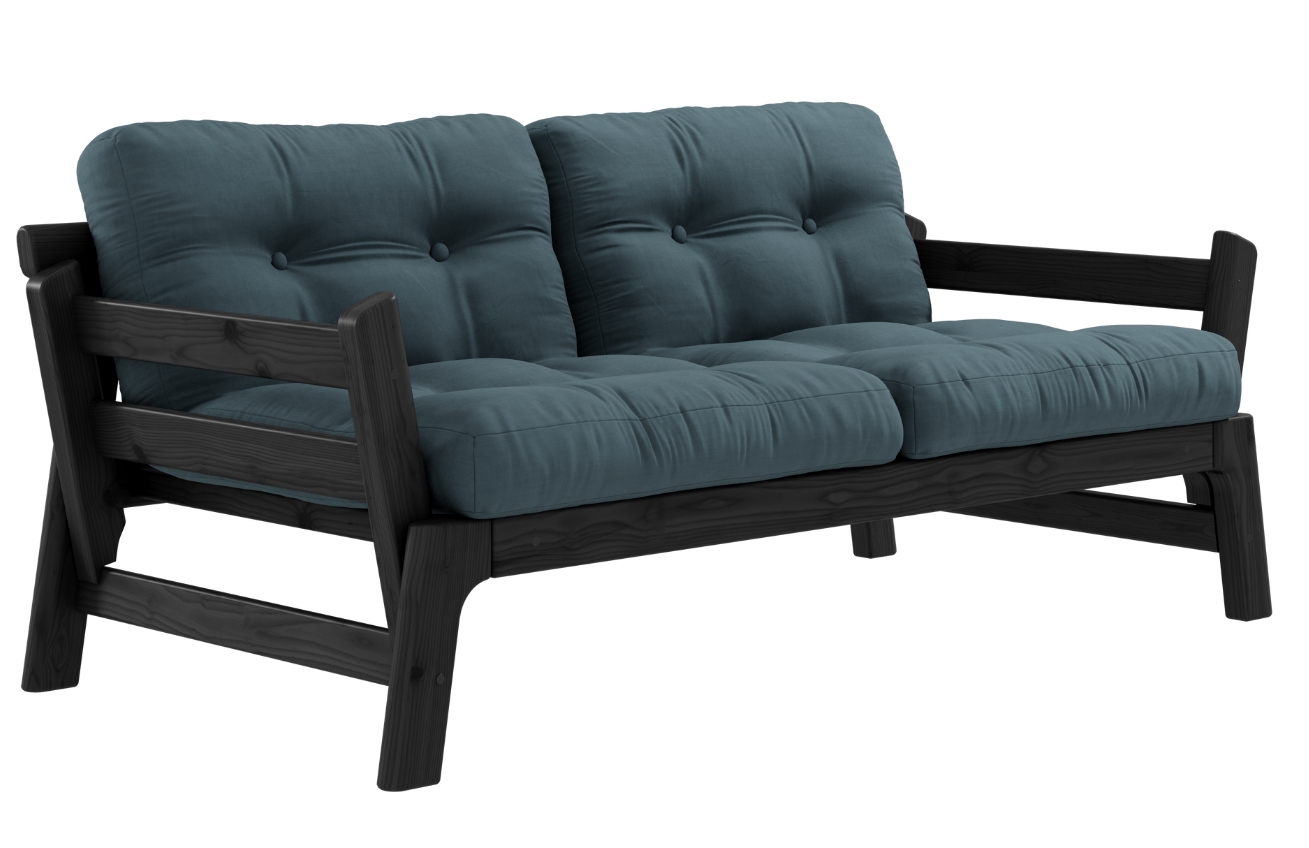 Petrolejově modrá dvoumístná rozkládací pohovka Karup Design Step 158 cm s černou konstrukcí Karup Design