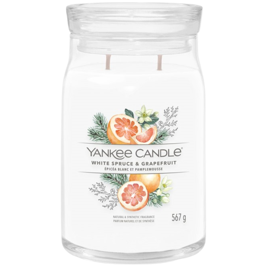 Velká vonná svíčka Yankee Candle White Spruce & Grapefruit Signature Yankee Candle