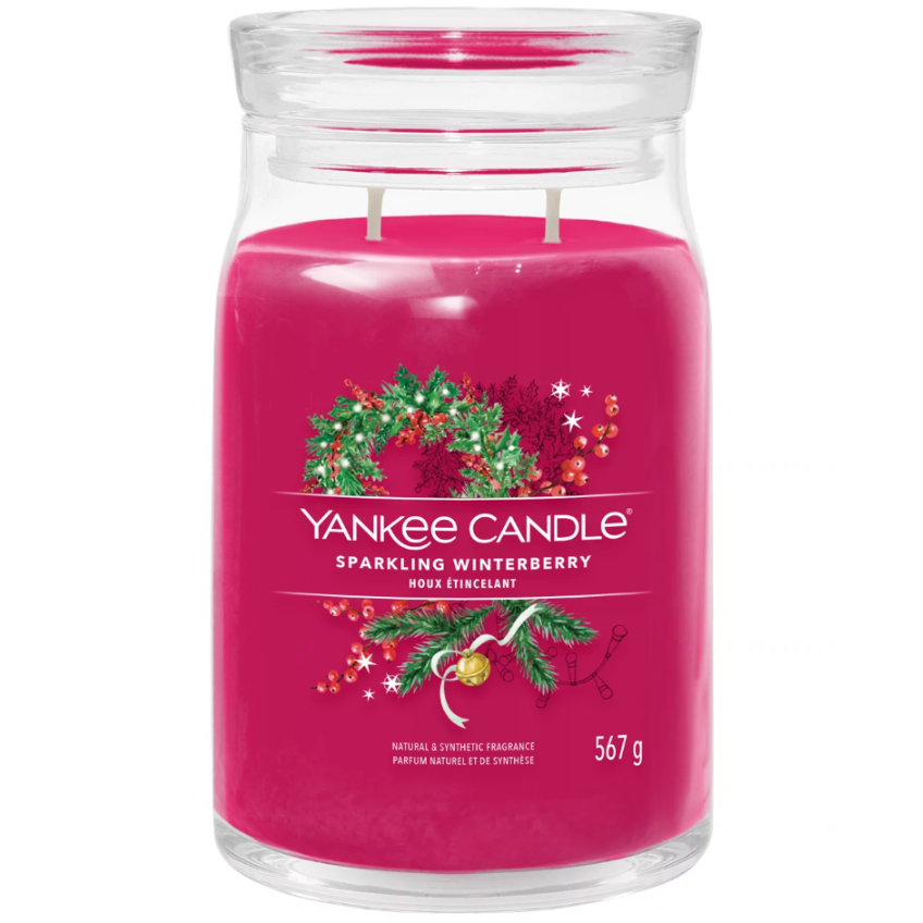 Velká vonná svíčka Yankee Candle Sparkling Winterberry White Signature Yankee Candle