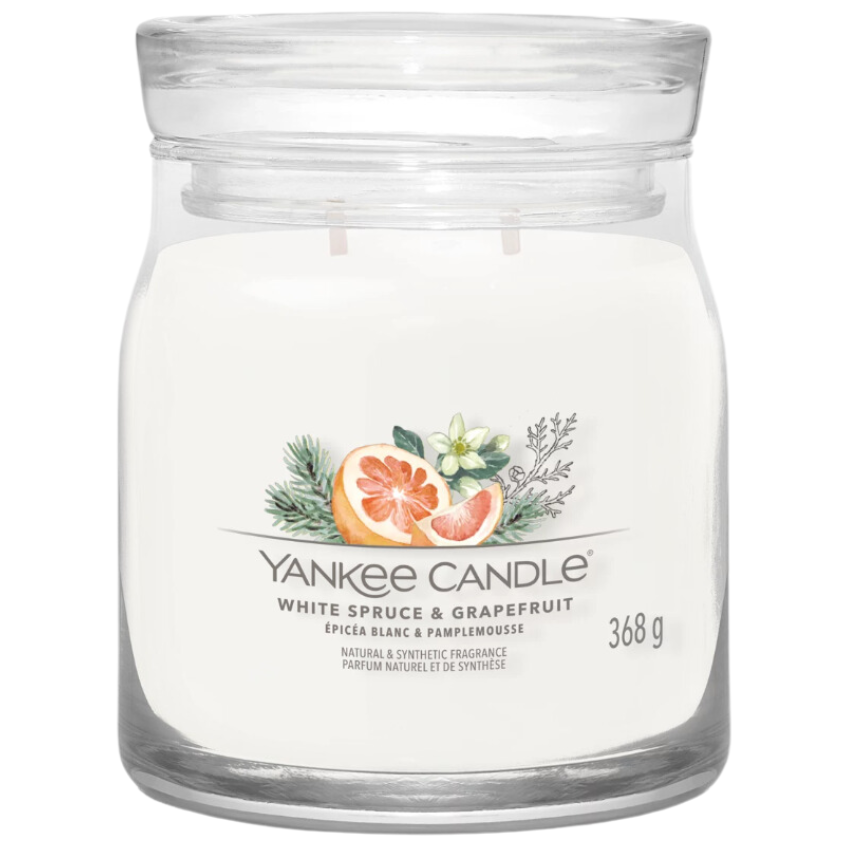 Střední vonná svíčka Yankee Candle White Spruce & Grapefruit Signature Yankee Candle