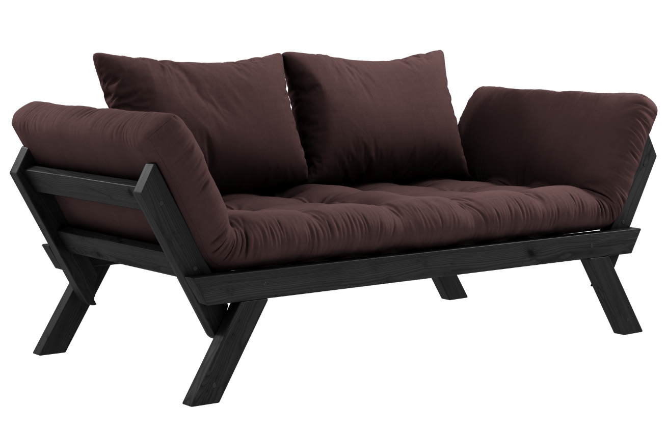Tmavě hnědá dvoumístná rozkládací pohovka Karup Design Bebop 174 cm s černou konstrukcí Karup Design
