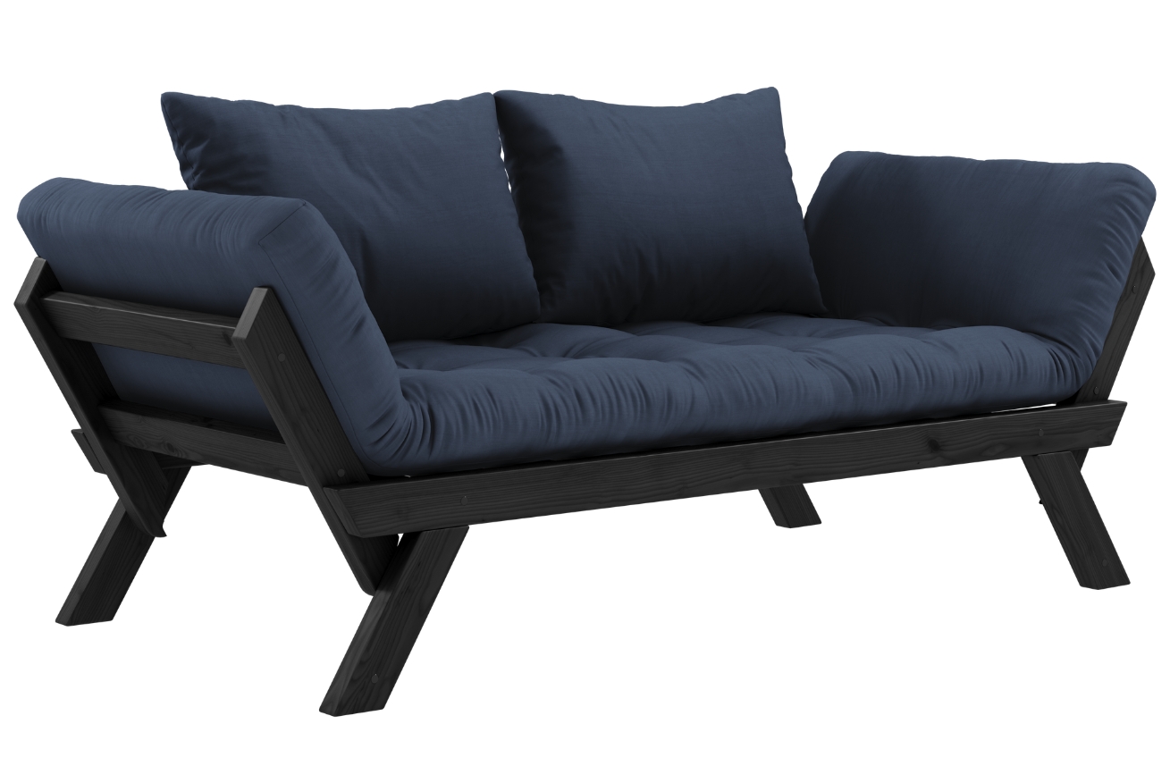 Tmavě modrá dvoumístná rozkládací pohovka Karup Design Bebop 174 cm s černou konstrukcí Karup Design