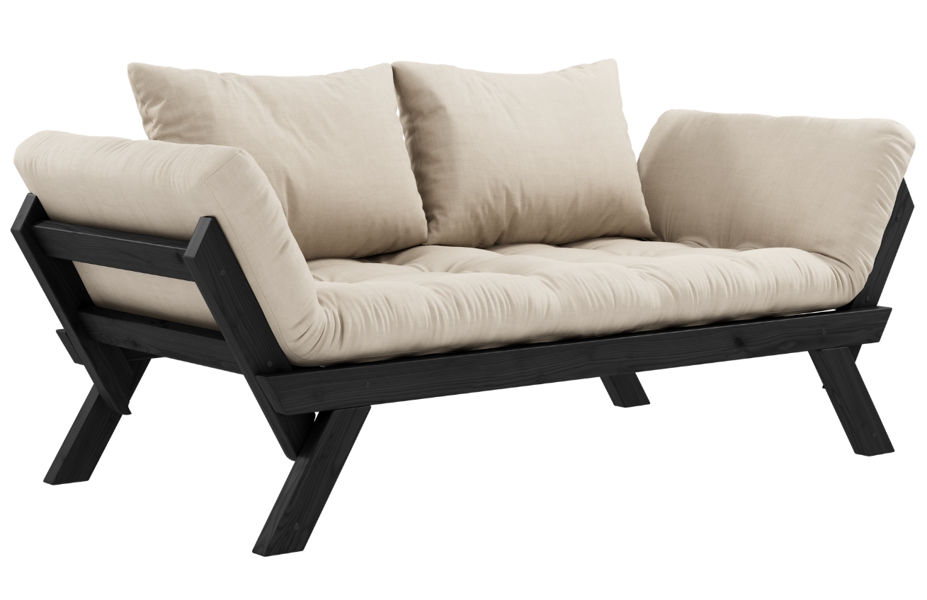 Béžová dvoumístná rozkládací pohovka Karup Design Bebop 174 cm s černou konstrukcí Karup Design