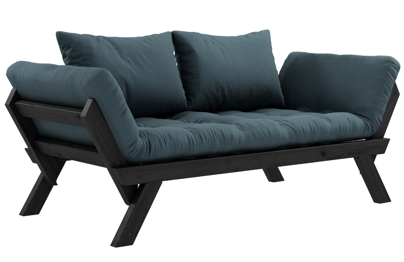 Petrolejově modrá dvoumístná rozkládací pohovka Karup Design Bebop 174 cm s černou konstrukcí Karup Design
