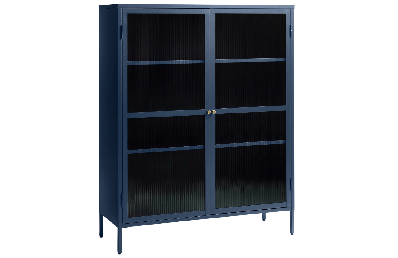 Modrá kovová vitrína Unique Furniture Bronco 140 x 111 cm Unique Furniture