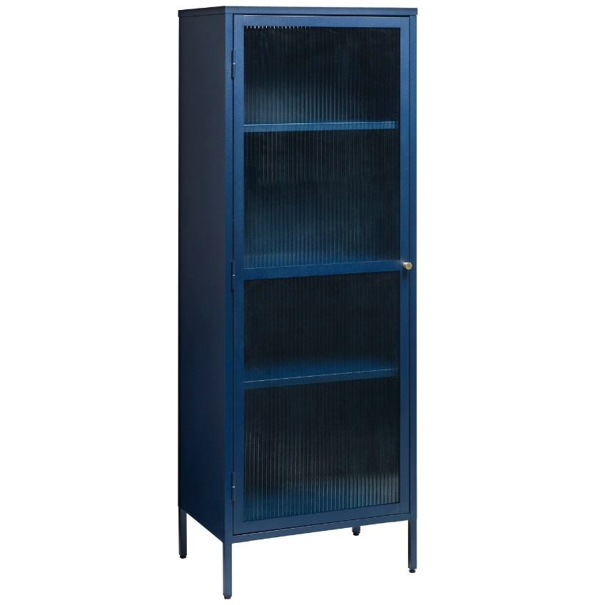 Modrá kovová vitrína Unique Furniture Bronco 160 x 58 cm Unique Furniture