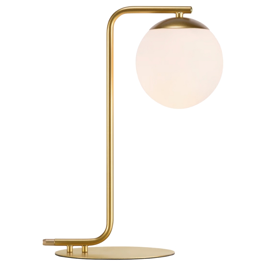 Nordlux Opálově bílá skleněná stolní lampa Grant s mosaznou podstavou Nordlux
