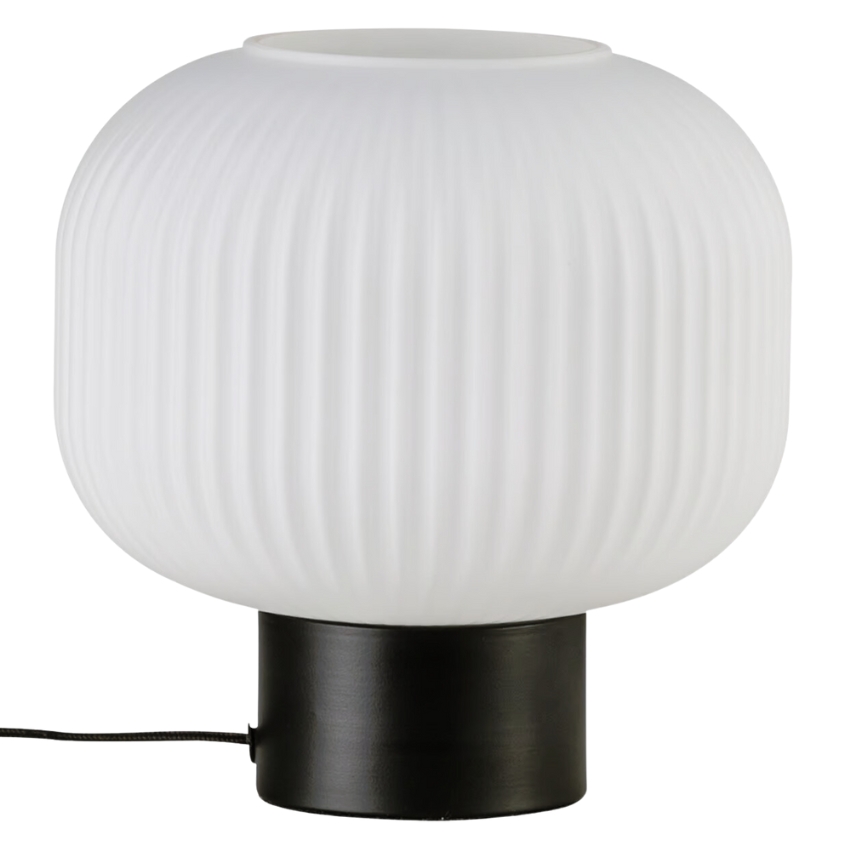 Nordlux Opálově bílá skleněná stolní lampa Milford s kovovou podstavou Nordlux