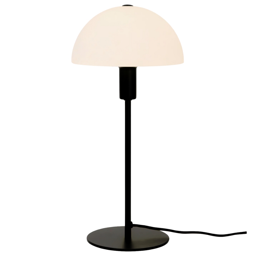 Nordlux Opálově bílá skleněná stolní lampa Ellen s černou podstavou Nordlux