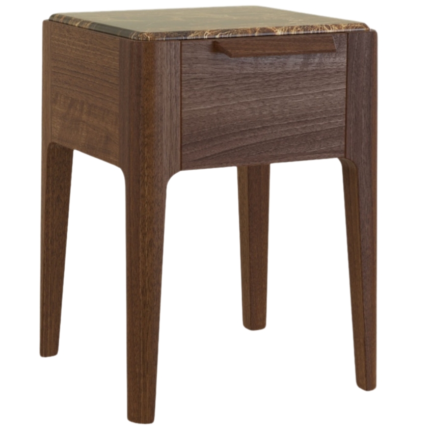 Ořechový noční stolek Miotto Marano 43 x 42 cm s mramorovou deskou Miotto