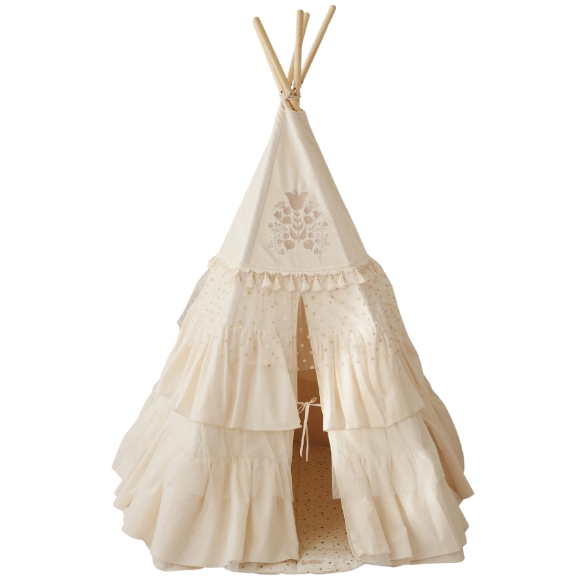 Moi Mili Béžový bavlněný teepee stan Boho 170 x 130 cm Moi Mili