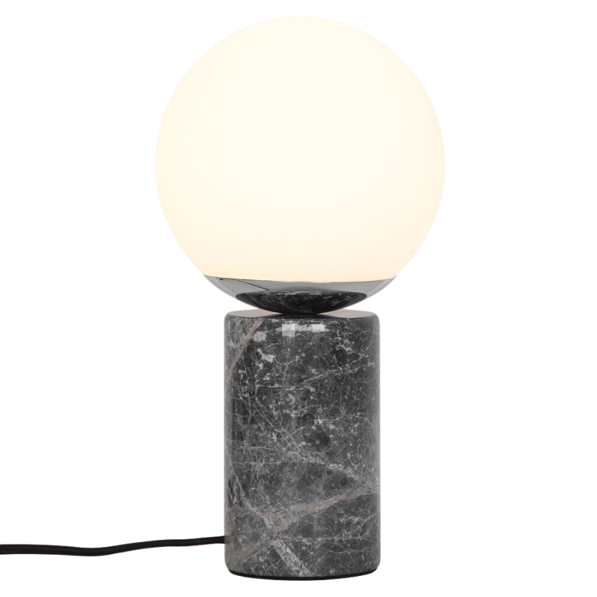 Nordlux Opálově bílá skleněná stolní lampa Lilly s šedou podstavou Nordlux